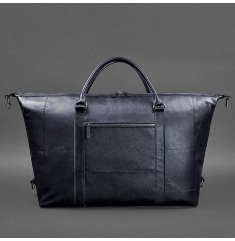 Шкіряна дорожня сумка (темно-синя)