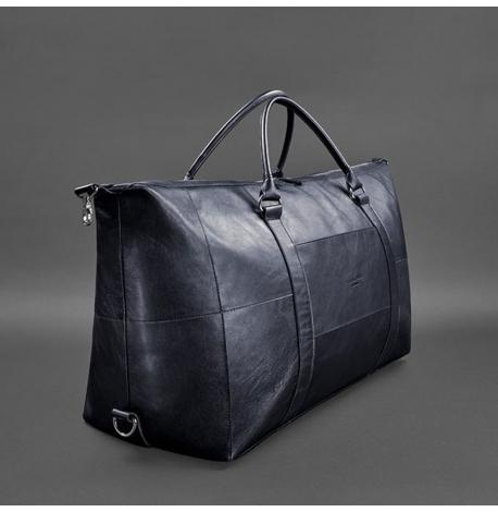 Шкіряна дорожня сумка (темно-синя)