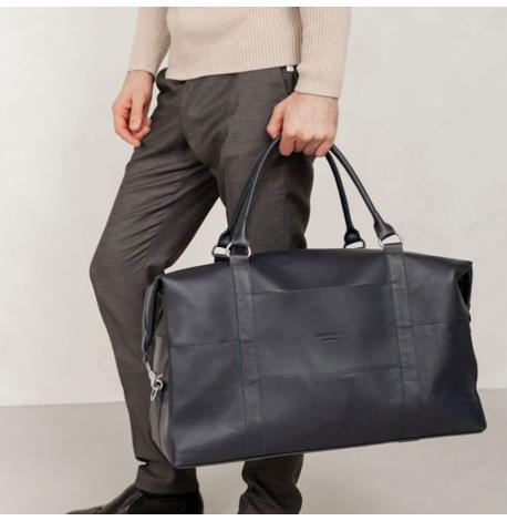 Шкіряна дорожня сумка (темно-синя)