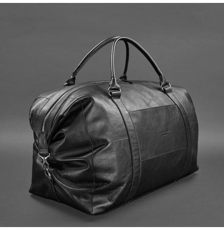 Шкіряна дорожня сумка чорна