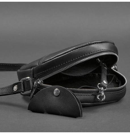 Женская кожаная сумка "Бон-бон" черная (кожа krast)