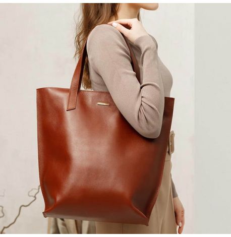 Сумка-шоппер из кожи DD (светло-коричневая)