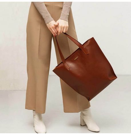 Сумка-шоппер из кожи DD (светло-коричневая)