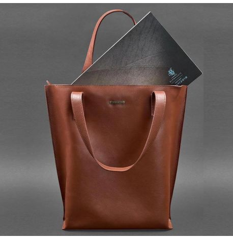 Сумка-шоппер из кожи DD (светло-коричневая)