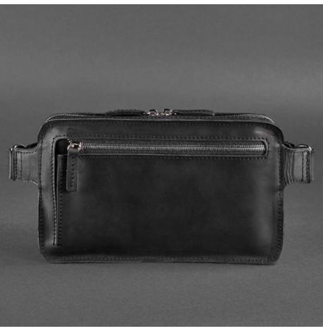 Поясна сумка-бананка Dropbag Maxi шкіряна (чорна) шкіра Crazy Horse