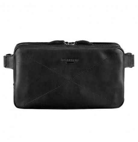 Поясна сумка-бананка Dropbag Maxi шкіряна (чорна) шкіра Crazy Horse