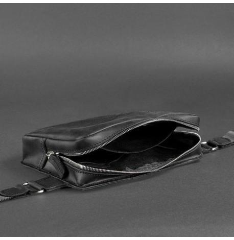 Поясна сумка-бананка Dropbag Maxi шкіряна (чорна) шкіра Crazy Horse