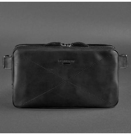 Поясна сумка-бананка Dropbag Maxi шкіряна (чорна) шкіра Crazy Horse