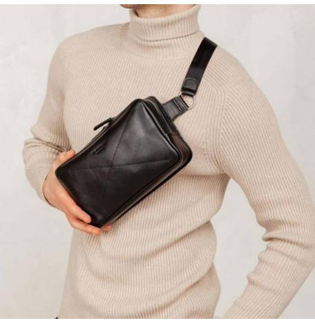 Поясна сумка-бананка Dropbag Maxi шкіряна (чорна) шкіра Krast