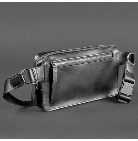 Поясна сумка-бананка Dropbag Maxi шкіряна (чорна) шкіра Krast