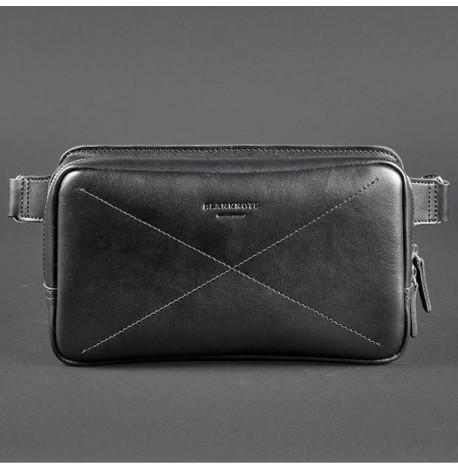 Поясна сумка-бананка Dropbag Maxi шкіряна (чорна) шкіра Krast