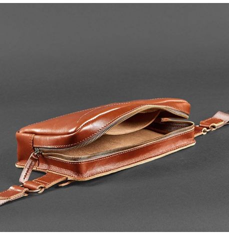 Поясна сумка-бананка Dropbag Maxi шкіряна (світло-коричнева)