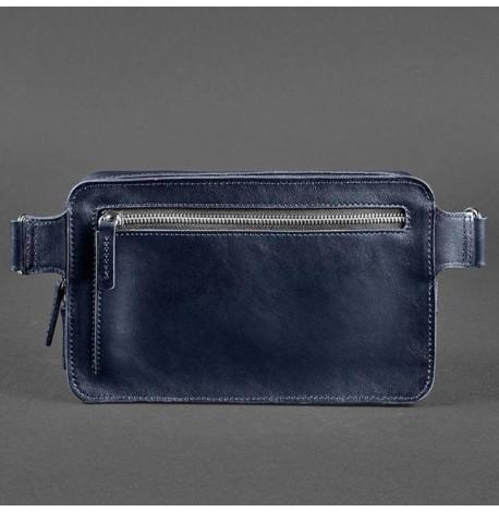 Поясна сумка-бананка Dropbag Maxi шкіряна (темно-синій)