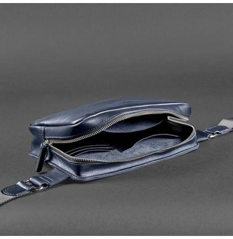 Поясна сумка-бананка Dropbag Maxi шкіряна (темно-синій)