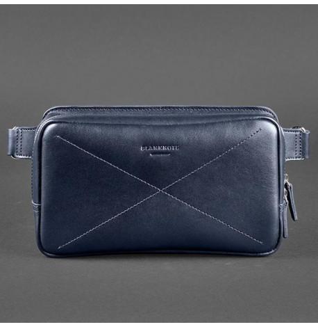 Поясна сумка-бананка Dropbag Maxi шкіряна (темно-синій)