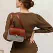 Жіноча фетрова сумка зі шкіряними вставками «Лілу» (сіра-коричнева)