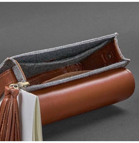 Жіноча фетрова сумка зі шкіряними вставками «Лілу» (сіра-коричнева)