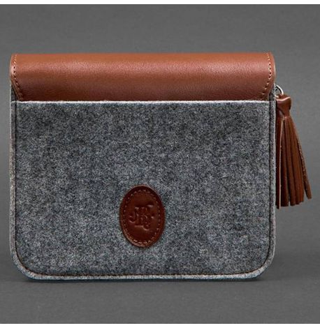 Жіноча фетрова сумка зі шкіряними вставками «Лілу» (сіра-коричнева)