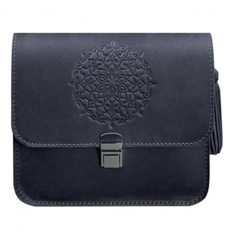 Женская кожаная сумка "Лилу" (темно-синяя)