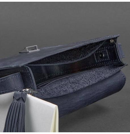 Женская кожаная сумка "Лилу" (темно-синяя)