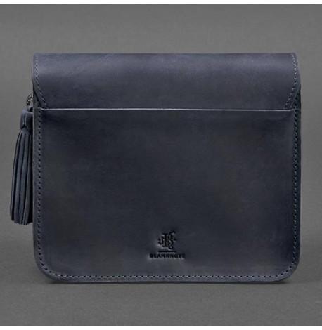 Женская кожаная сумка "Лилу" (темно-синяя)