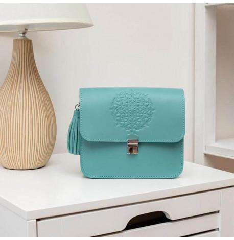 Женская кожаная сумка "Лилу" (бирюзовая)
