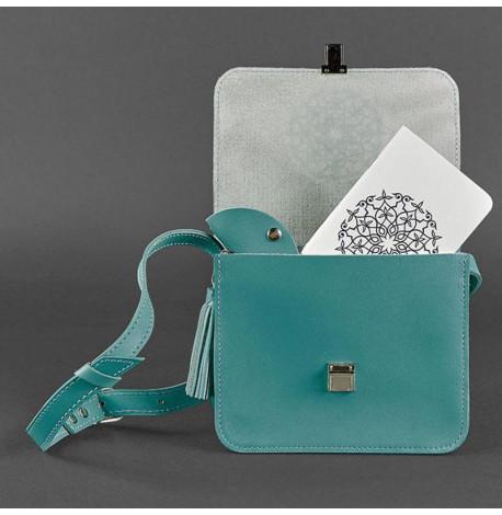 Женская кожаная сумка "Лилу" (бирюзовая)