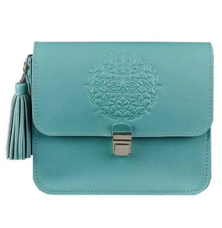 Женская кожаная сумка "Лилу" (бирюзовая)