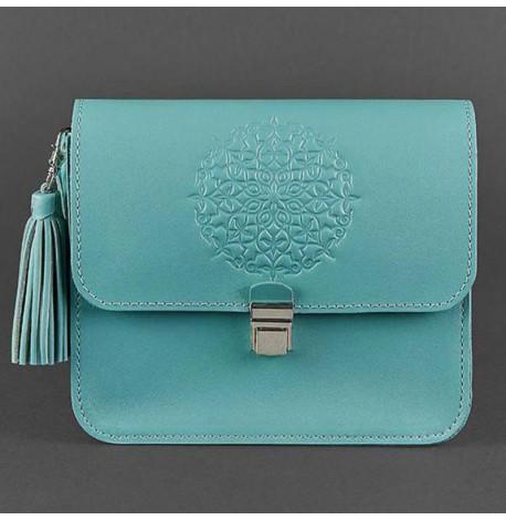 Женская кожаная сумка "Лилу" (бирюзовая)