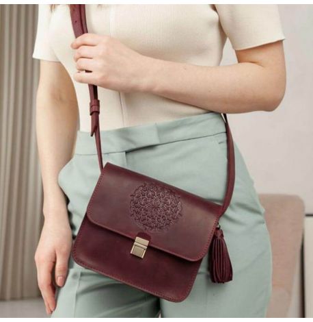 Женская кожаная сумка "Лилу" (бордовая) кожа Crazy horse