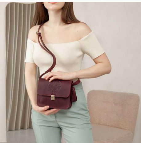 Женская кожаная сумка "Лилу" (бордовая) кожа Crazy horse