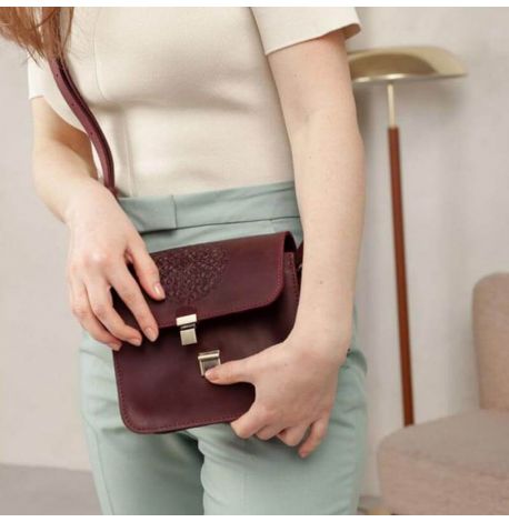 Женская кожаная сумка "Лилу" (бордовая) кожа Crazy horse