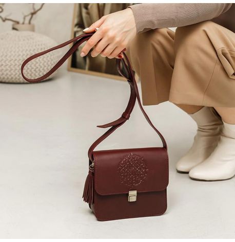 Жіноча шкіряна сумка "Лілу" (бордова) шкіра krast