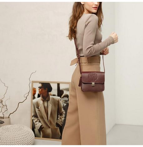 Жіноча шкіряна сумка "Лілу" (бордова) шкіра krast