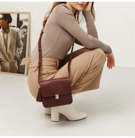 Жіноча шкіряна сумка "Лілу" (бордова) шкіра krast