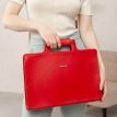 Женская кожаная сумка для ноутбука и документов (красный)