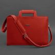 Женская кожаная сумка для ноутбука и документов (красный)