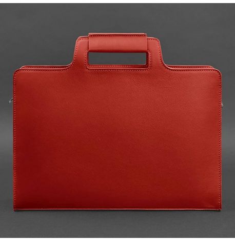 Женская кожаная сумка для ноутбука и документов (красный)