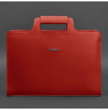 Женская кожаная сумка для ноутбука и документов (красный)