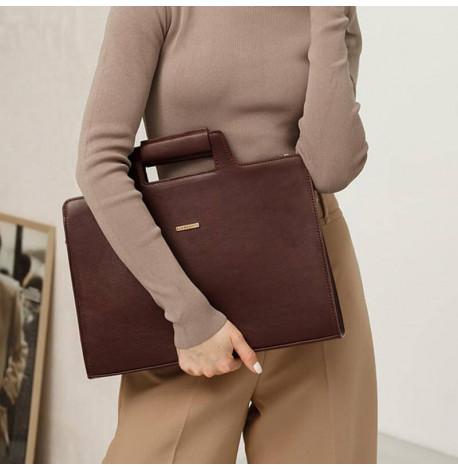 Женская кожаная сумка для ноутбука и документов (бордовый)