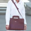 Женская кожаная сумка для ноутбука и документов (бордовый)