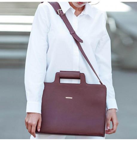 Женская кожаная сумка для ноутбука и документов (бордовый)