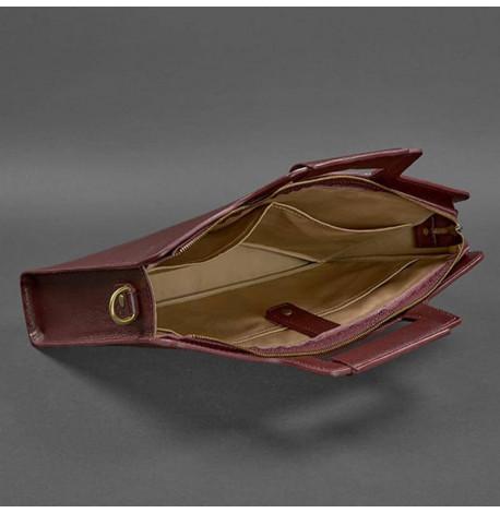 Женская кожаная сумка для ноутбука и документов (бордовый)