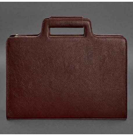 Женская кожаная сумка для ноутбука и документов (бордовый)