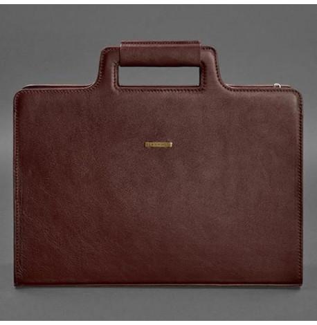 Женская кожаная сумка для ноутбука и документов (бордовый)