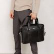 Кожаная сумка для ноутбука и документов (черная)