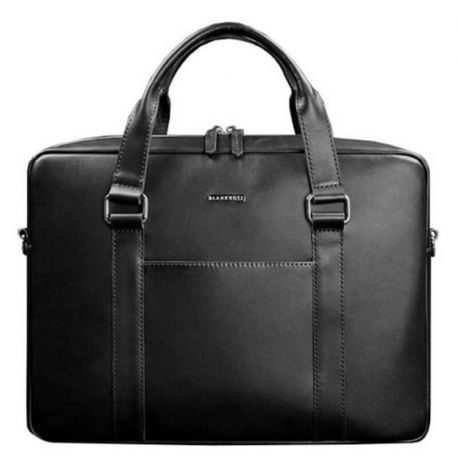 Кожаная сумка для ноутбука и документов (черная)