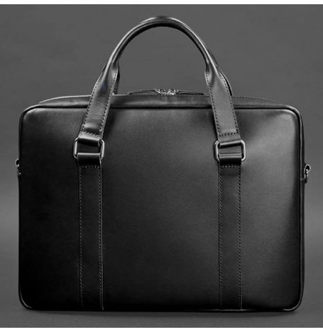 Кожаная сумка для ноутбука и документов (черная)
