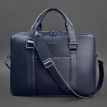 Шкіряна сумка для ноутбука та документів (темно-синя)