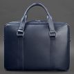 Шкіряна сумка для ноутбука та документів (темно-синя)